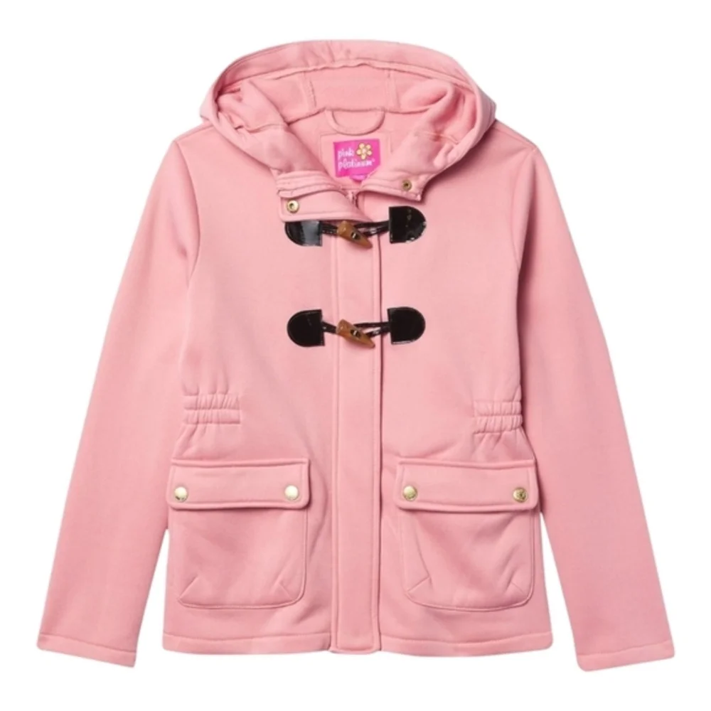 Pink Platinum Girls Peacoat Hooded Toggle Fleece Jacket Blush NWT‎ Size 4 XS